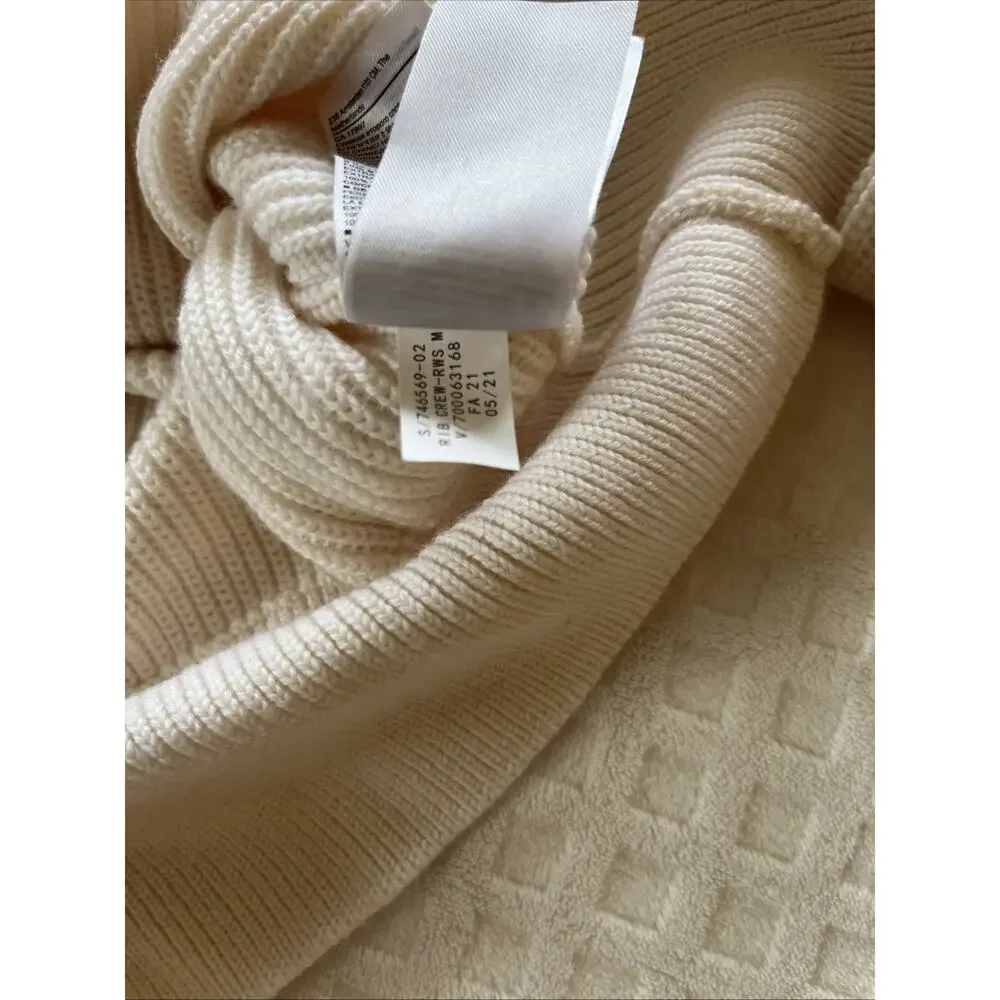 Banana Republic Womens M Cream 100% Merino Wool Ribbed Pullover Sweater Classic
